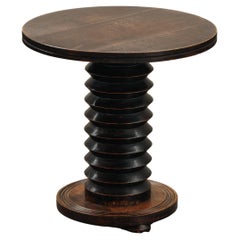 Vintage Oak Side Table Attributed To Charles Dudouyt, France 1960