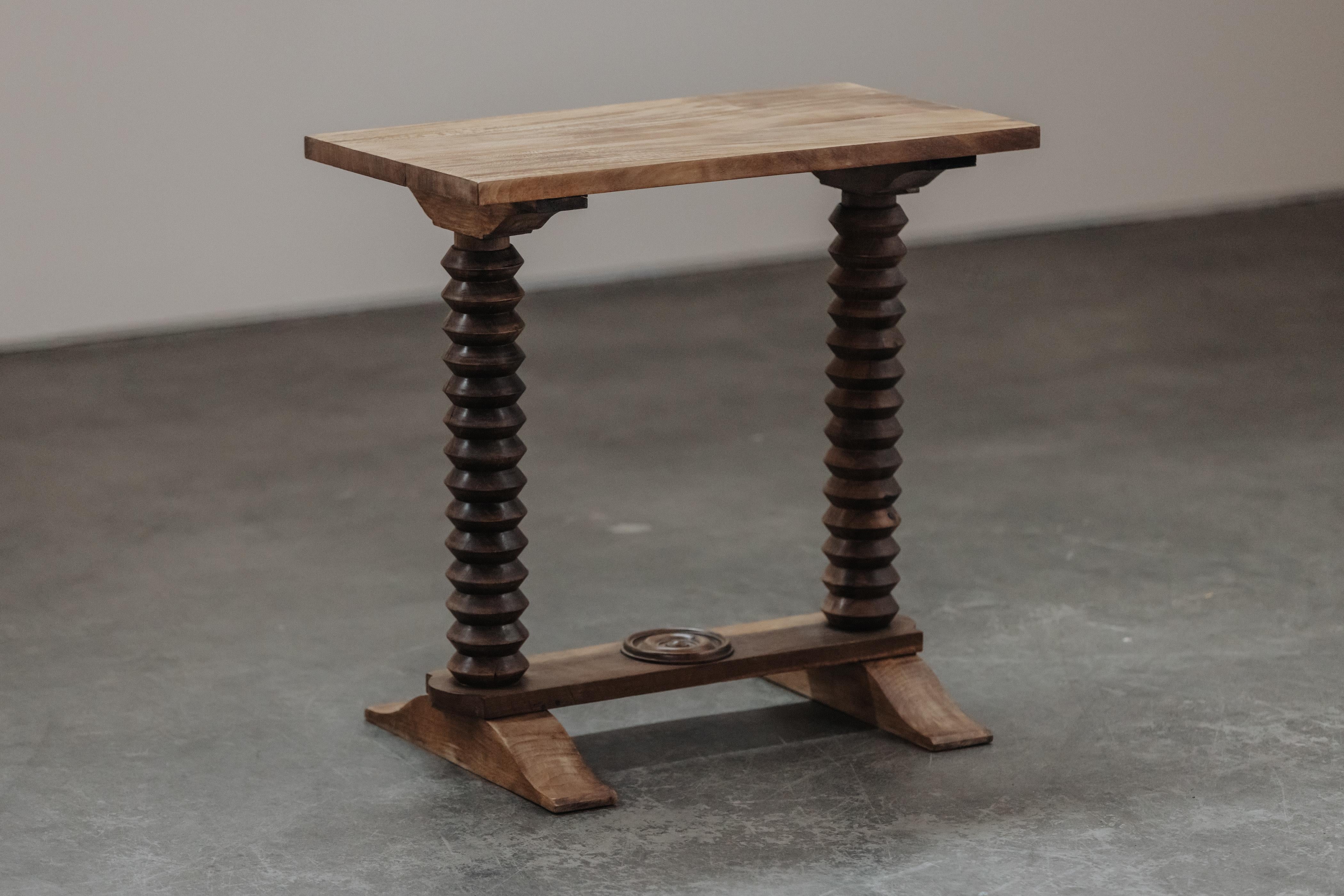 European Vintage Oak Side Table From France, Circa 1960 For Sale