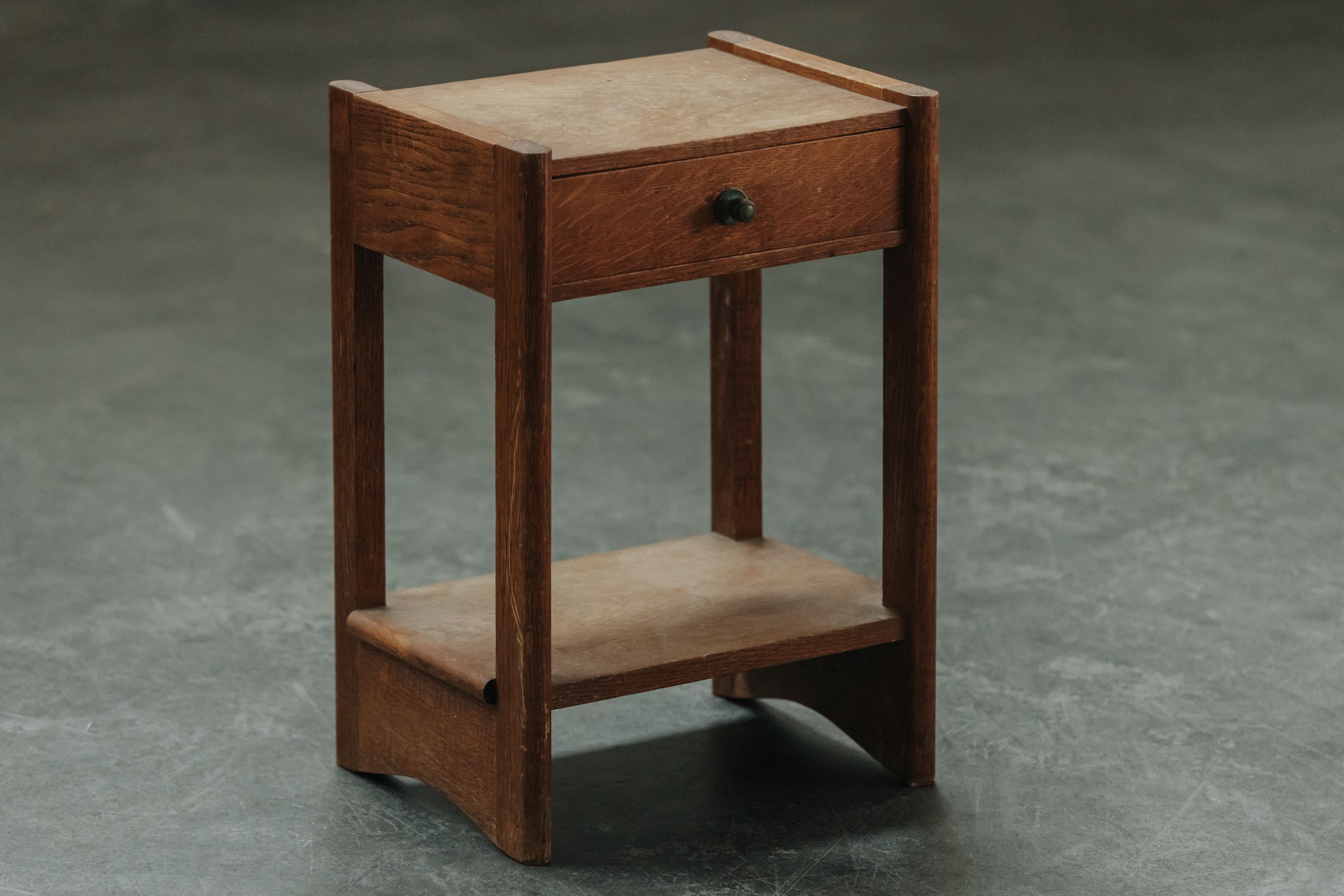 European Vintage Oak Side Table From France, Circa 1960 For Sale
