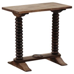 Vintage Oak Side Table From France, Circa 1960