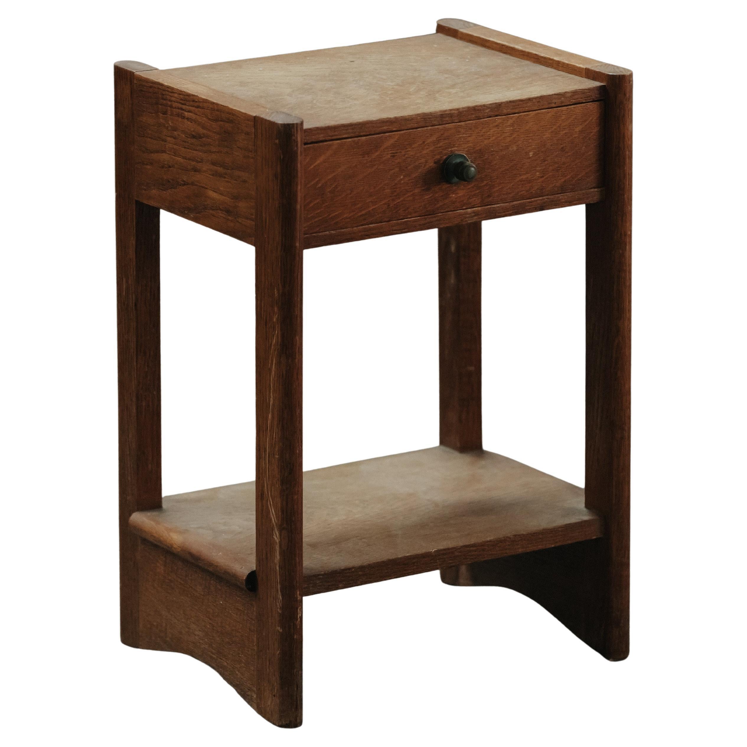 Vintage Oak Side Table From France, Circa 1960
