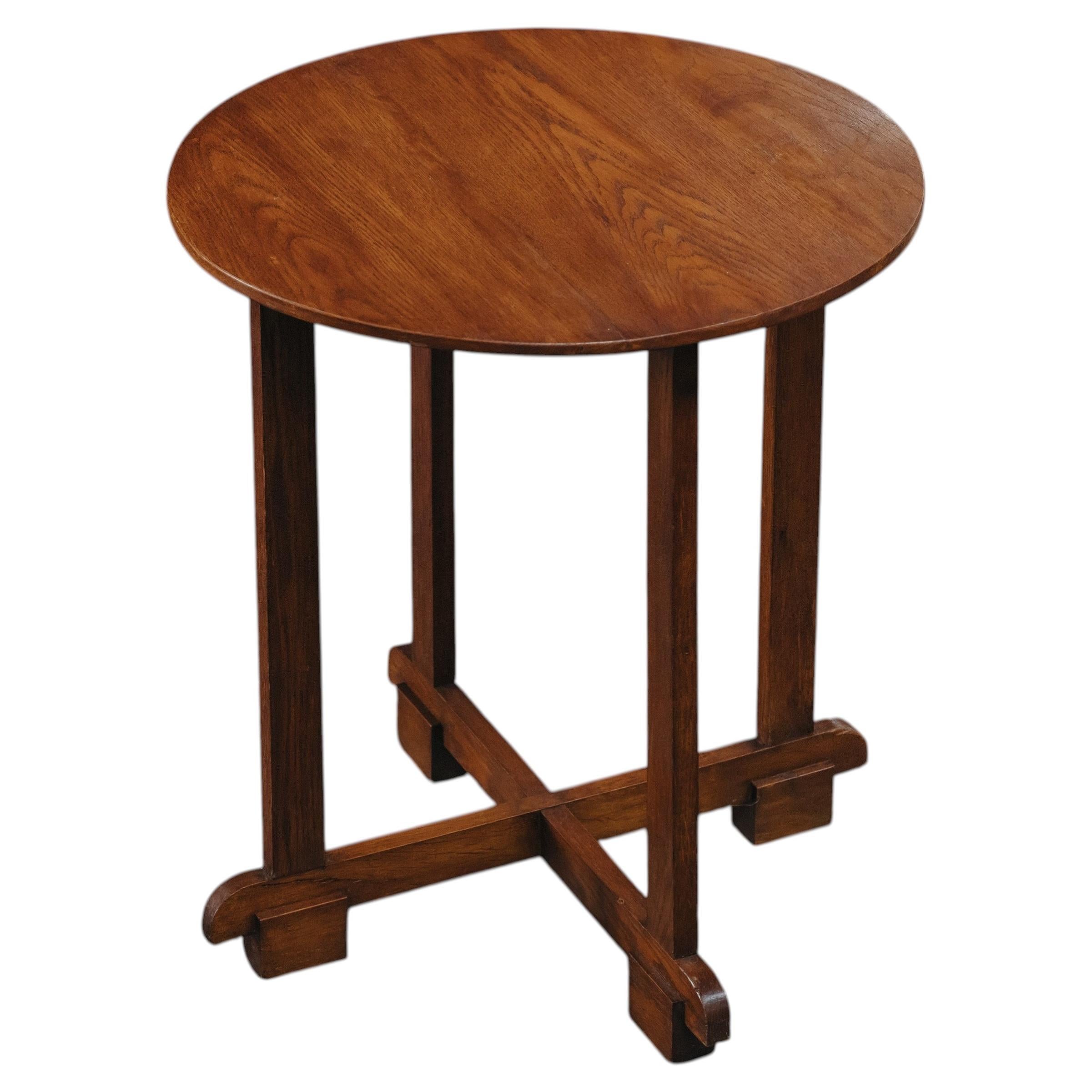 Vintage Oak Side Table From France, Circa 1960