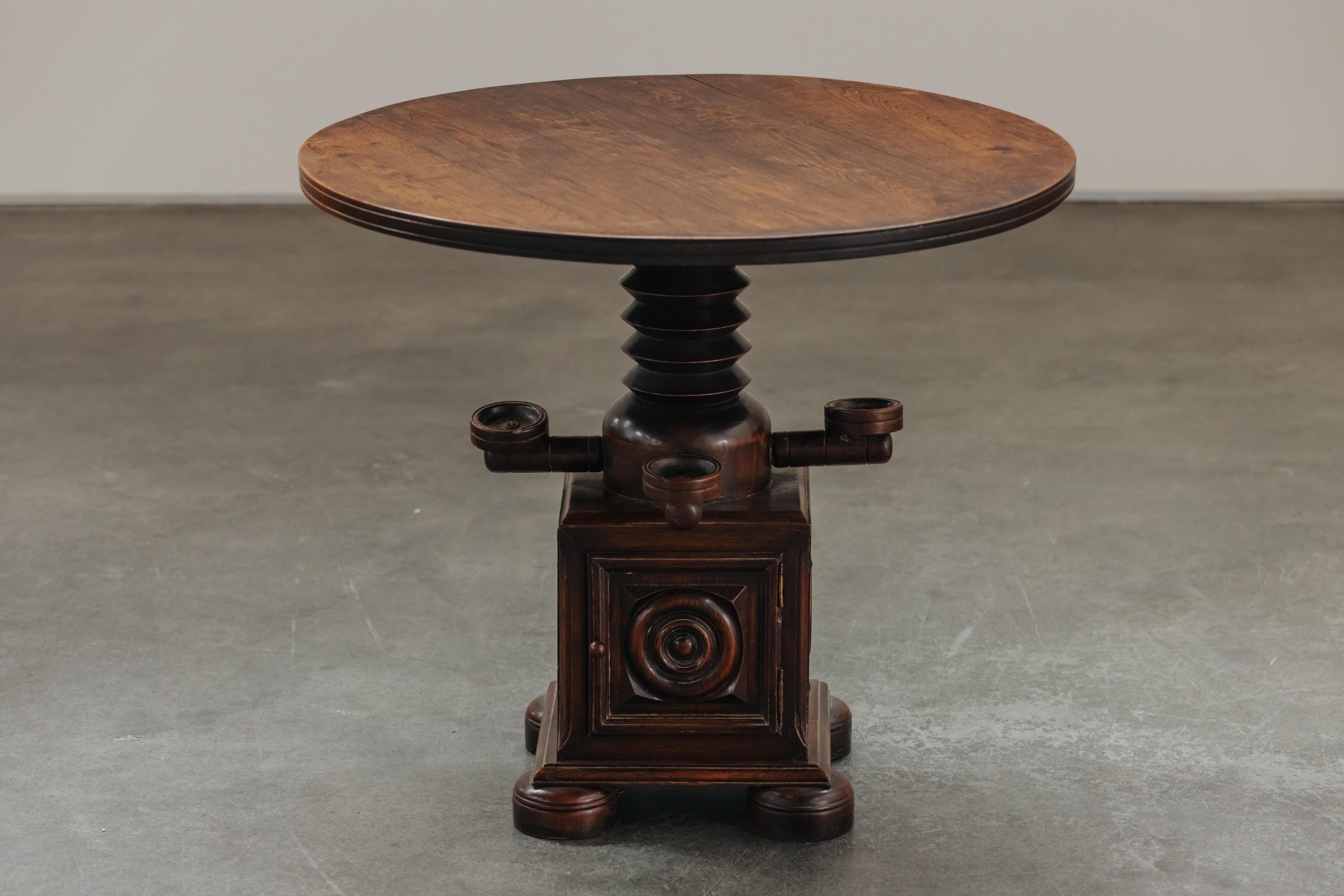 European Vintage Oak Side Table From Italy, Circa 1970 For Sale