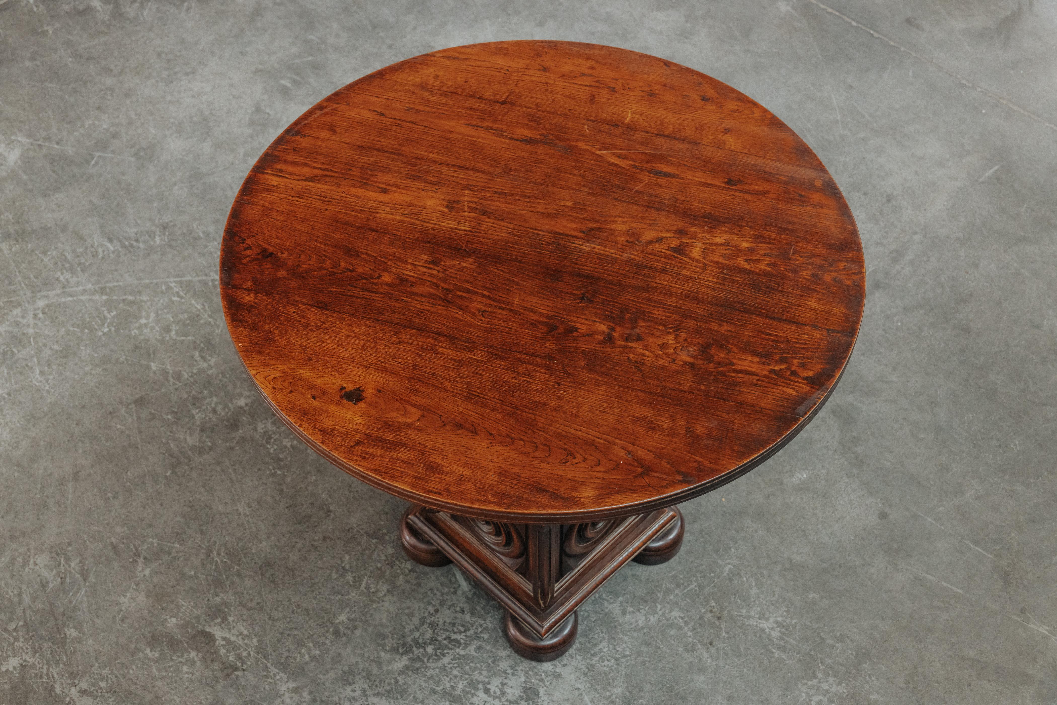 Late 20th Century Vintage Oak Side Table From Italy, Circa 1970 For Sale