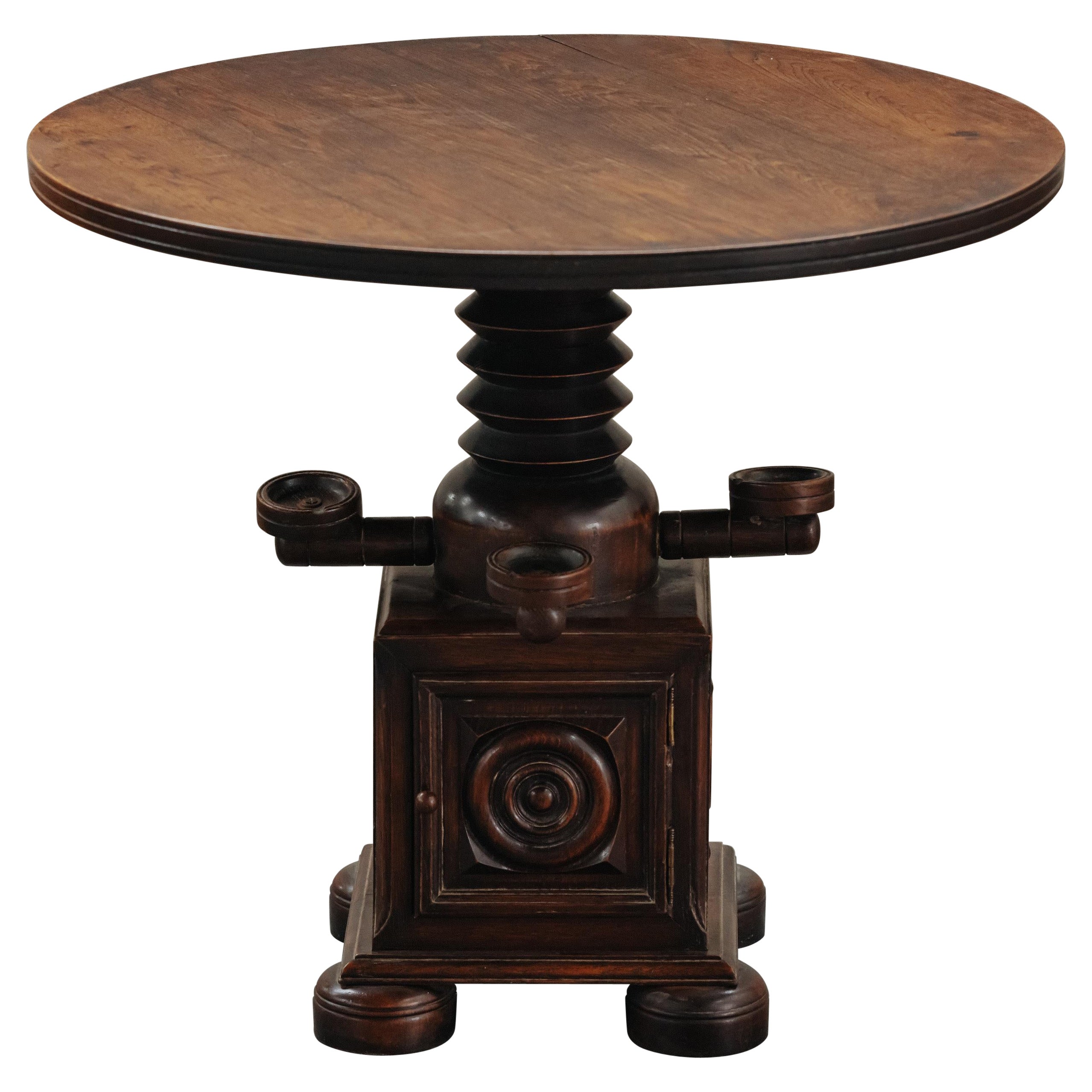 Vintage Oak Side Table From Italy, Circa 1970