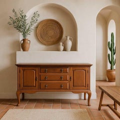 Vintage Oak Sideboard Buffet with Queen Anne Legs, Traditional English Style