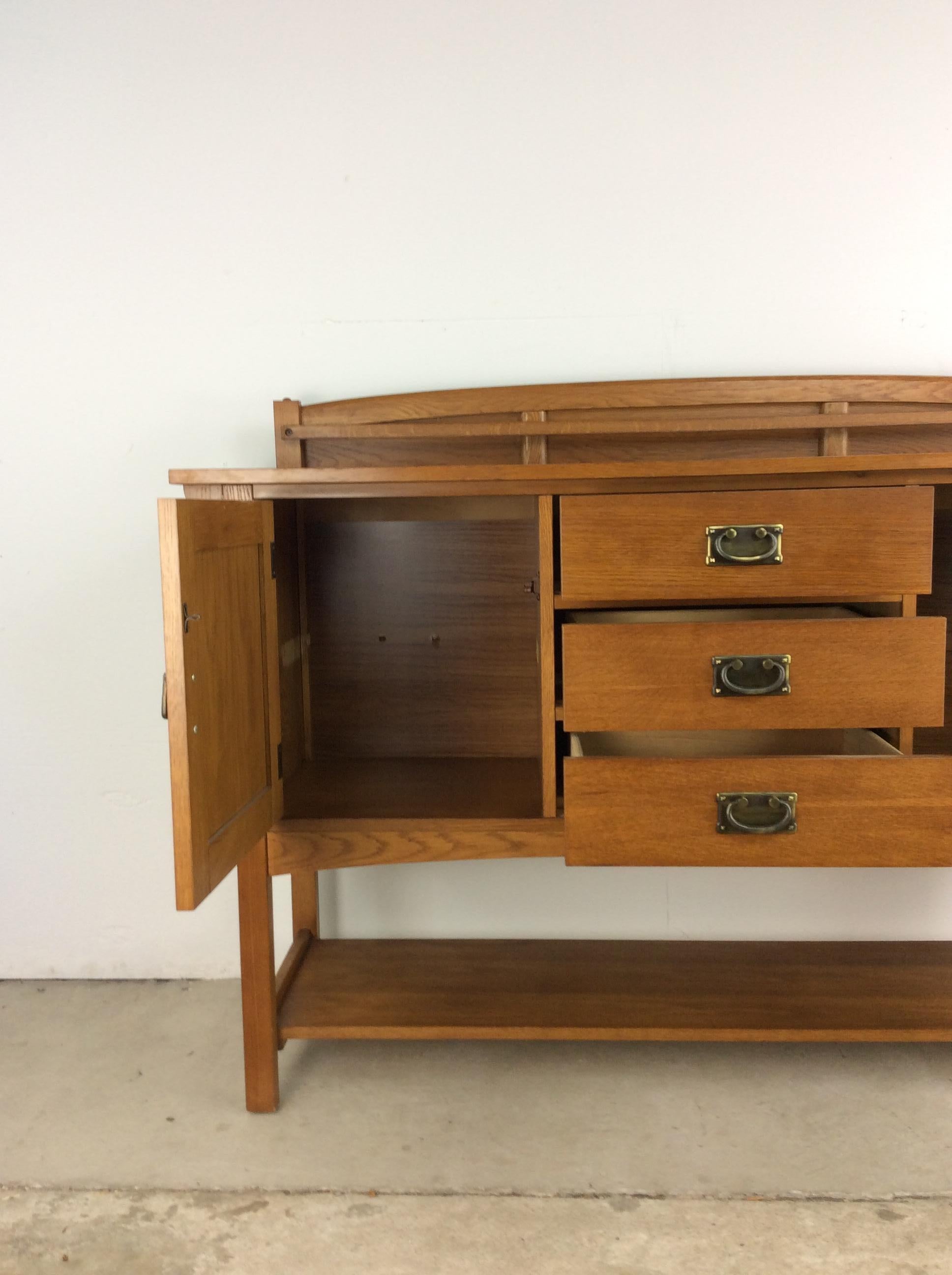 Vintage Oak Sideboard Credenza by Bassett Furniture 2
