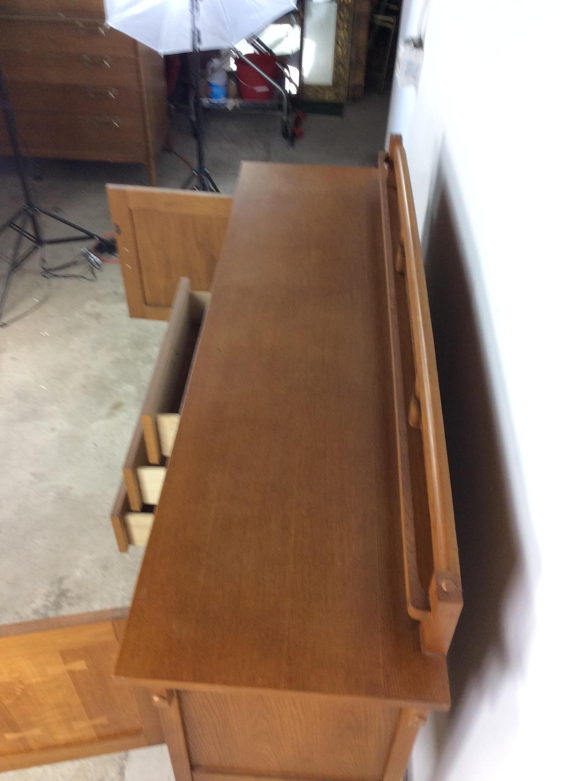 Vintage Oak Sideboard Credenza by Bassett Furniture 3