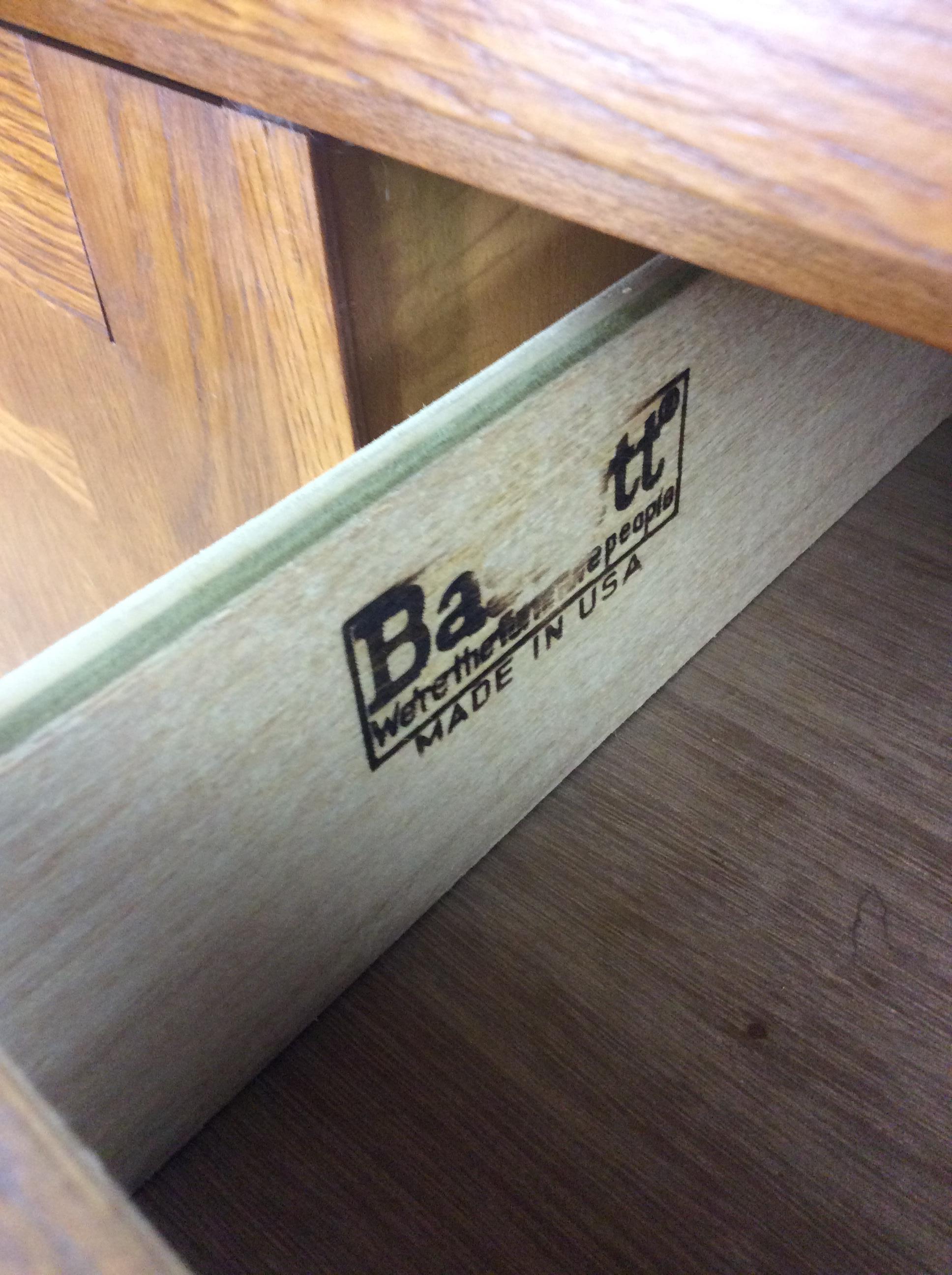 Vintage Oak Sideboard Credenza by Bassett Furniture 6