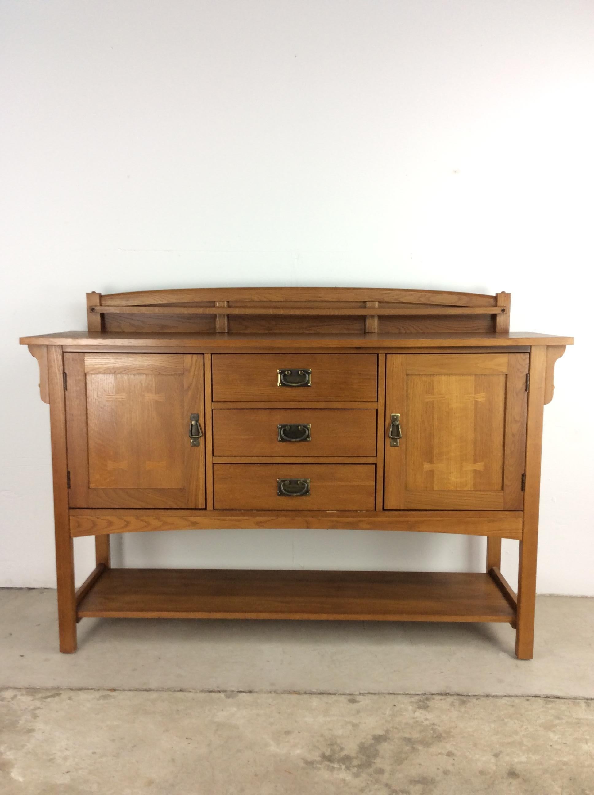 Vintage Oak Sideboard Credenza by Bassett Furniture 7