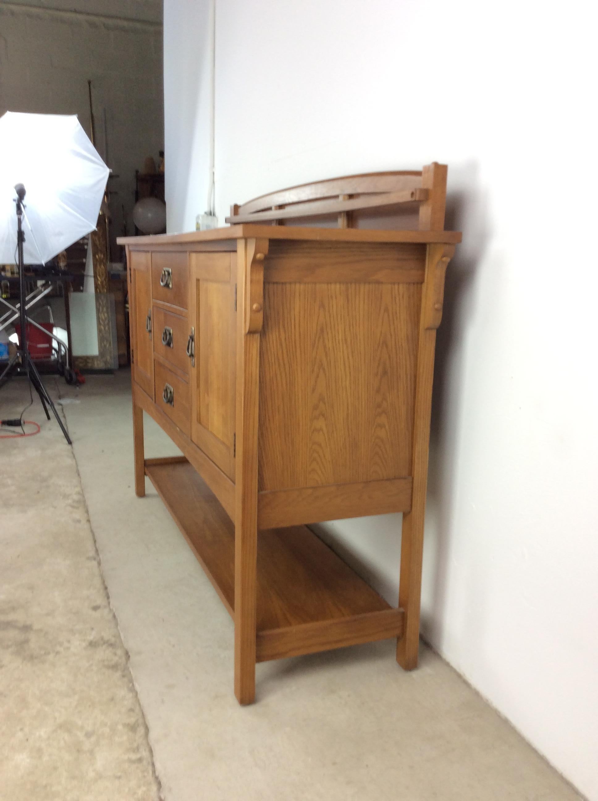 Vintage Oak Sideboard Credenza by Bassett Furniture 10