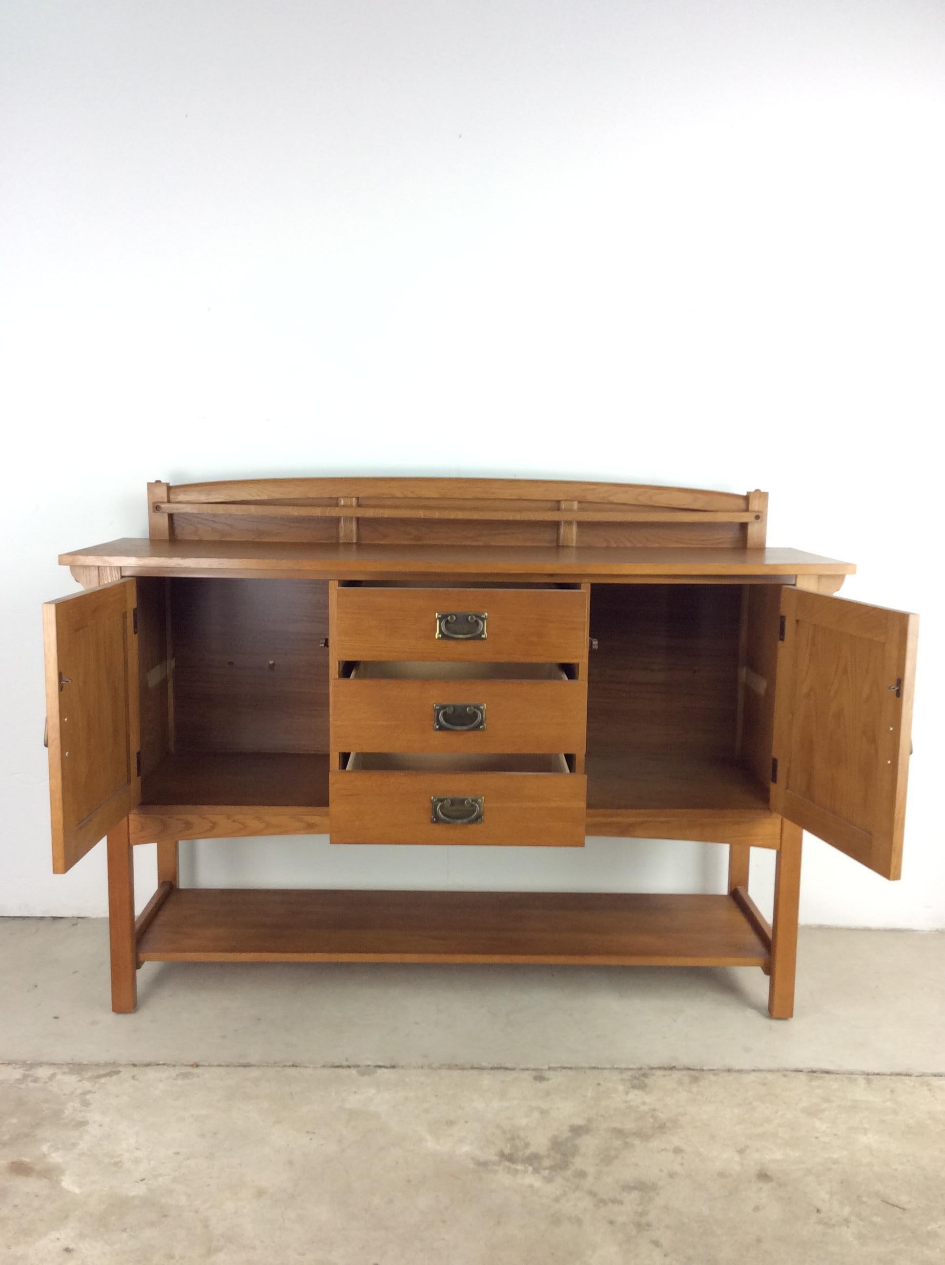 American Classical Vintage Oak Sideboard Credenza by Bassett Furniture