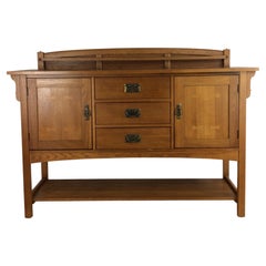 Vintage Oak Sideboard Credenza by Bassett Furniture