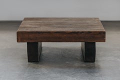 Vintage Oak Slab Coffee Table From France, Circa 1970