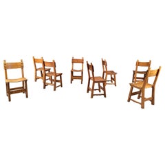Vintage oak Spanish dining chairs, 1950s
