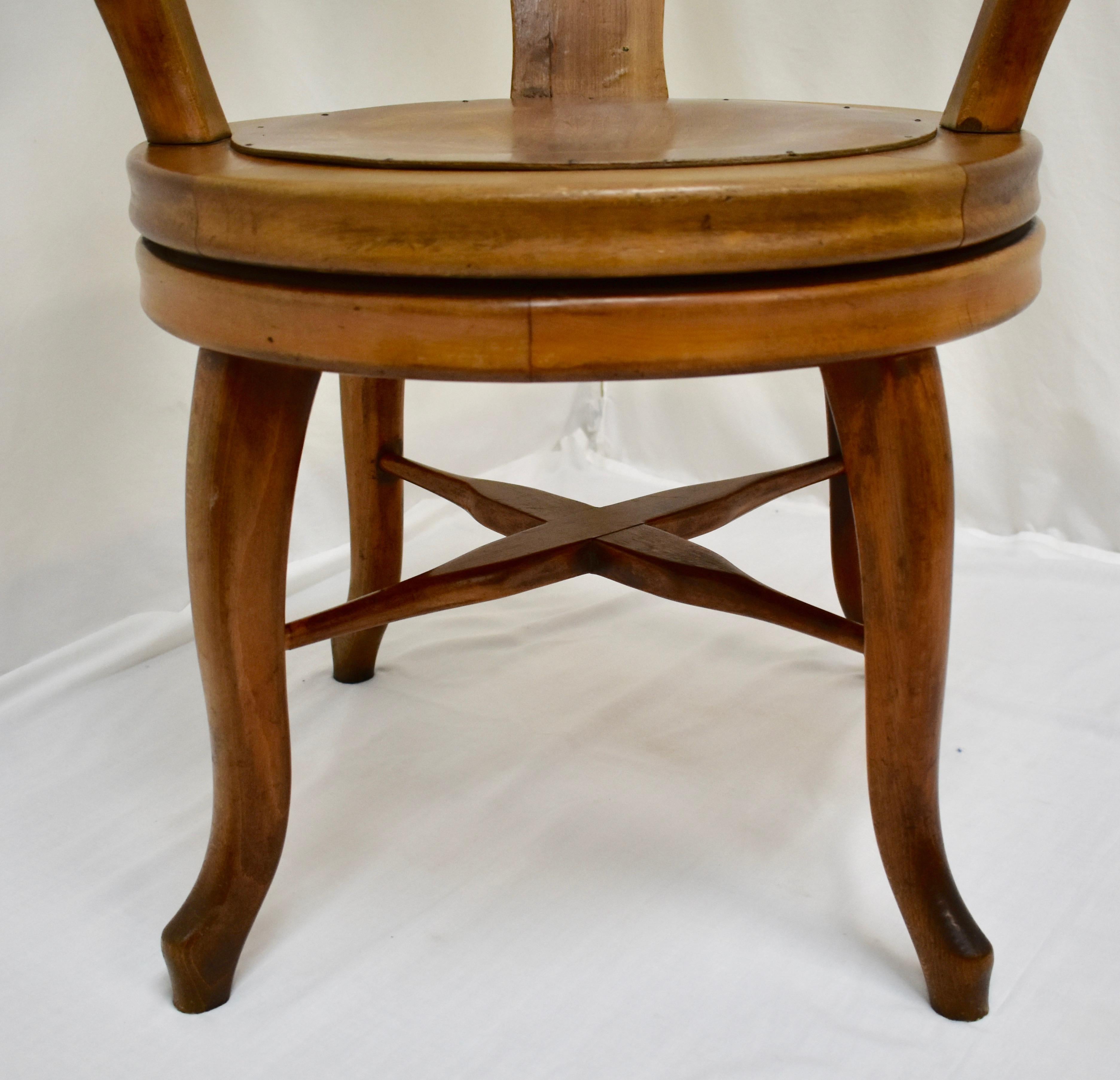 Vintage Oak Swivel Barber's Chair by Dreszmann Karoly 1