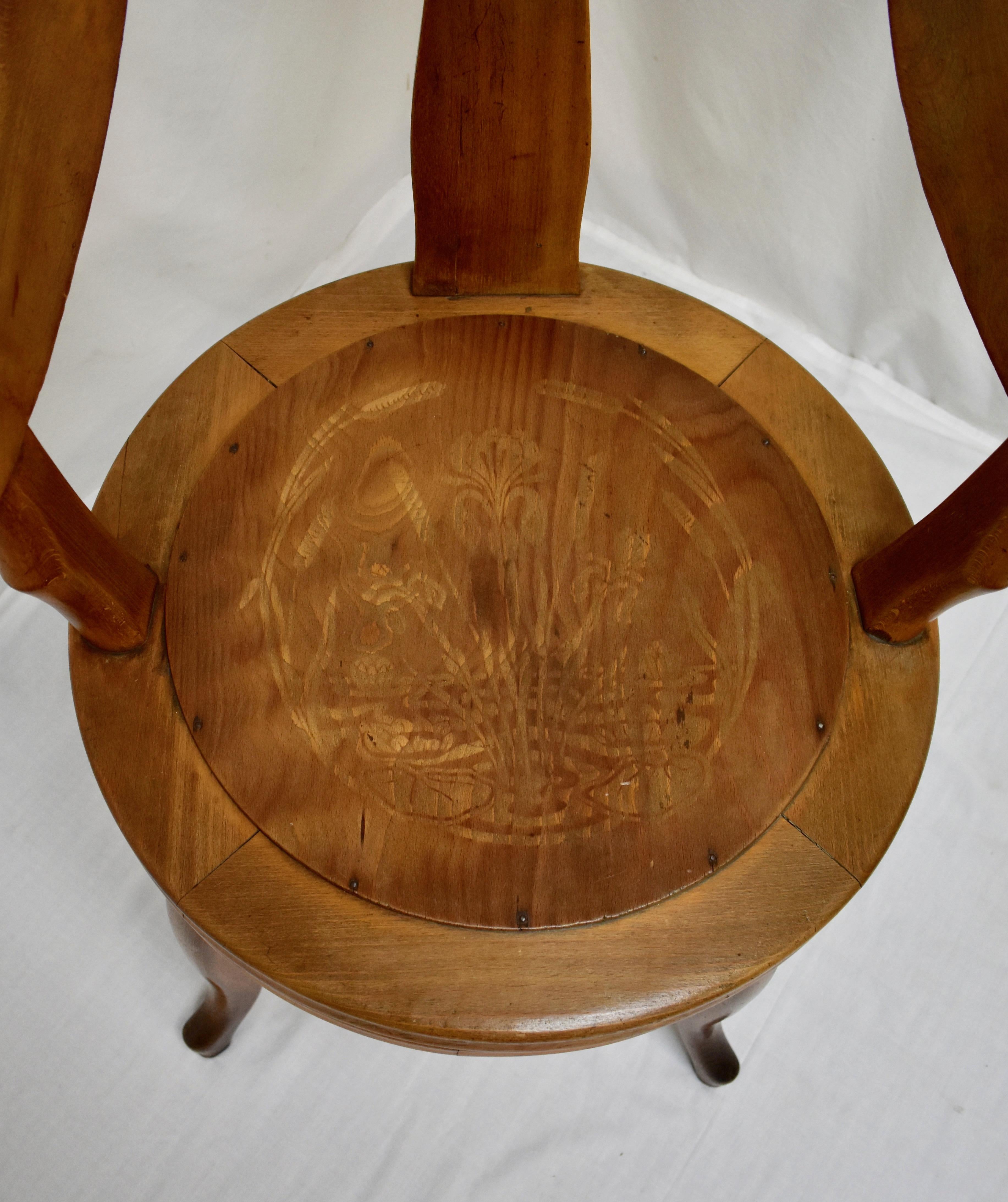 Vintage Oak Swivel Barber's Chair by Dreszmann Karoly 2