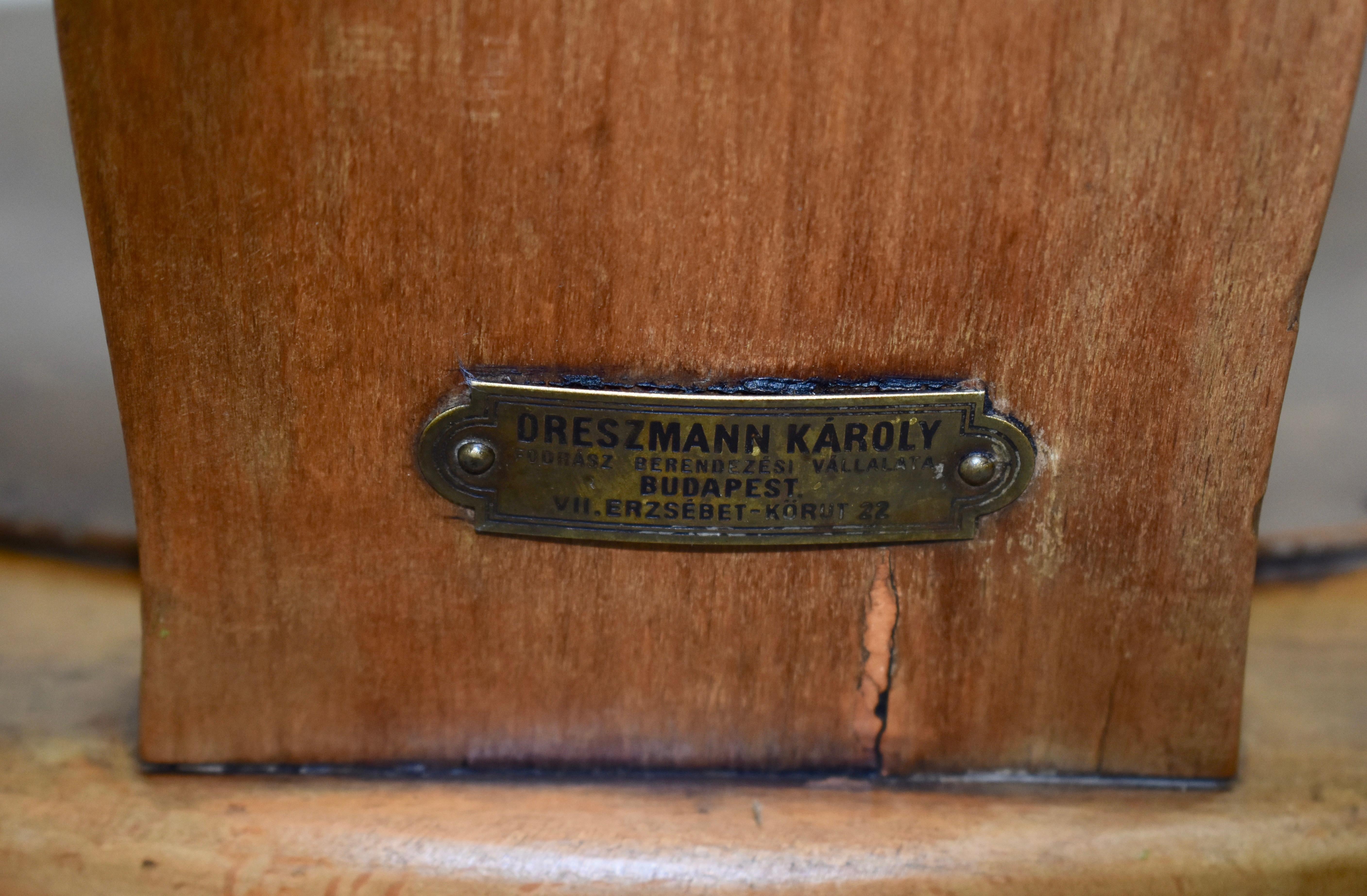 Hungarian Vintage Oak Swivel Barber's Chair by Dreszmann Karoly
