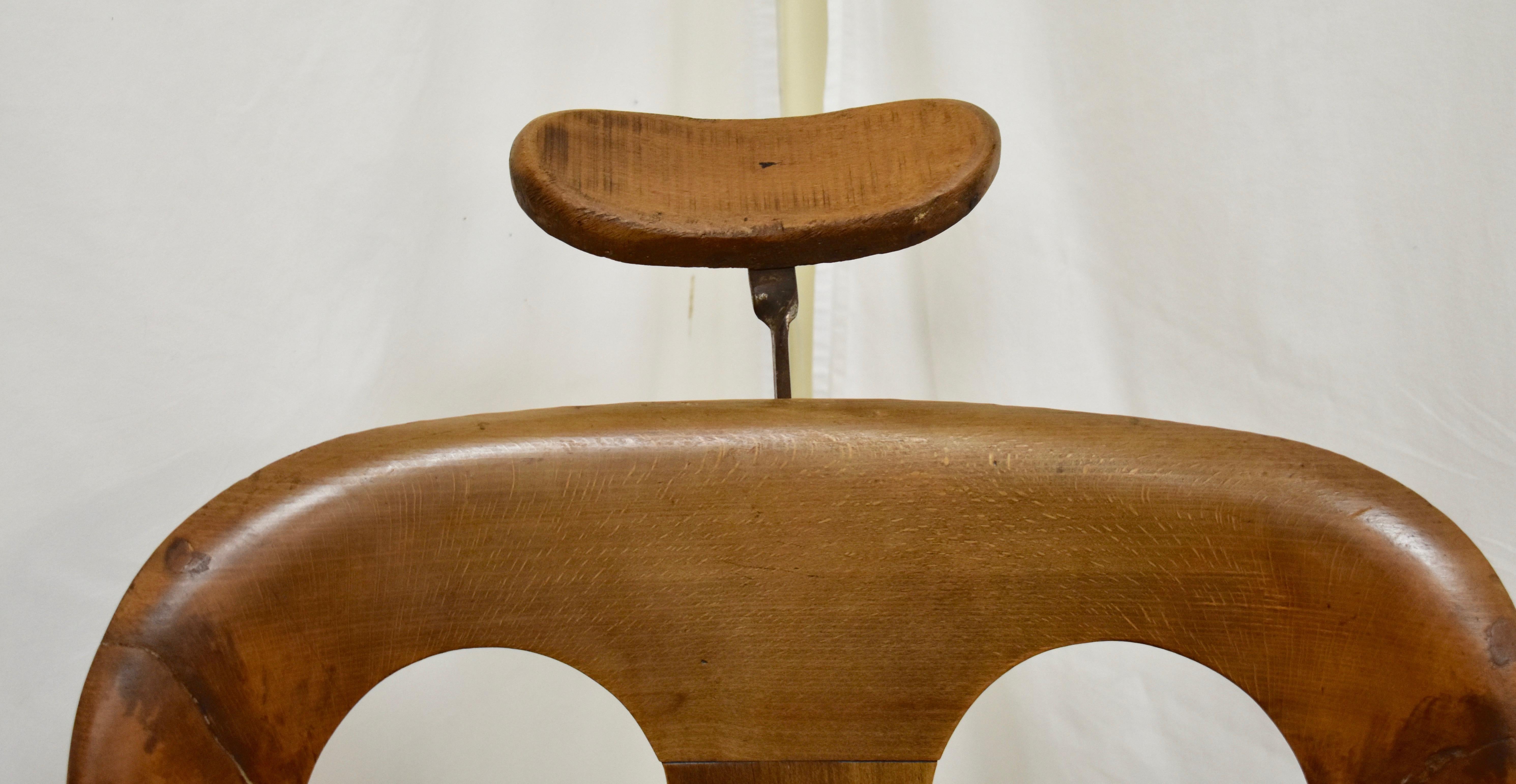 20th Century Vintage Oak Swivel Barber's Chair by Dreszmann Karoly