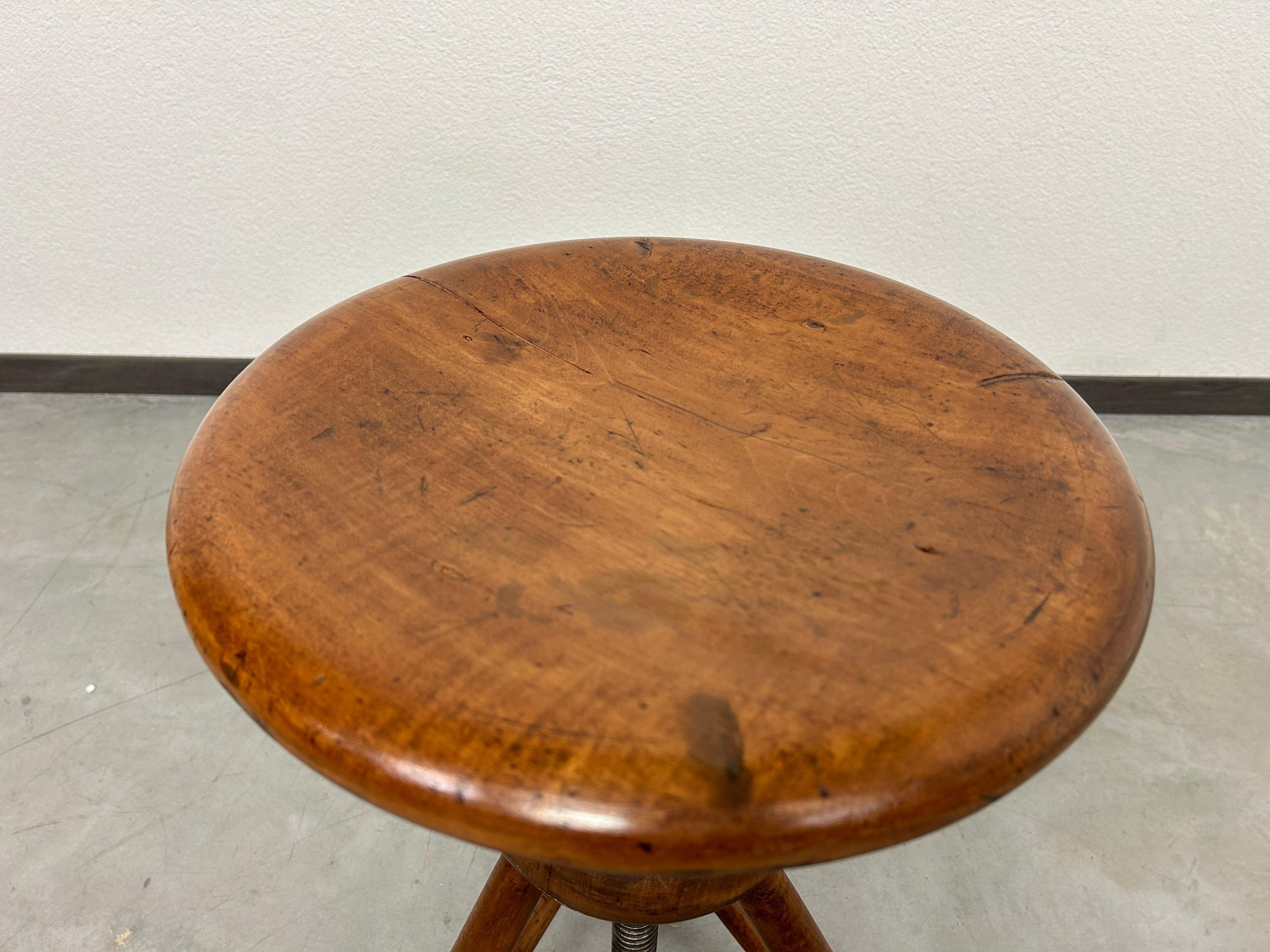 Slovak Vintage oak swivel stool