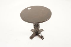 Vintage Oak Table, Circular Carved Pub Table, Planter, Scotland 1930, H1061