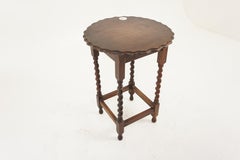 Vintage Oak Table, Pie Crust Circular Barley Twist Table, Scotland 1920, H1078