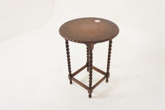 Vintage Oak Table, Pie Crust Circular Barley Twist Table, Scotland 1920, H1121