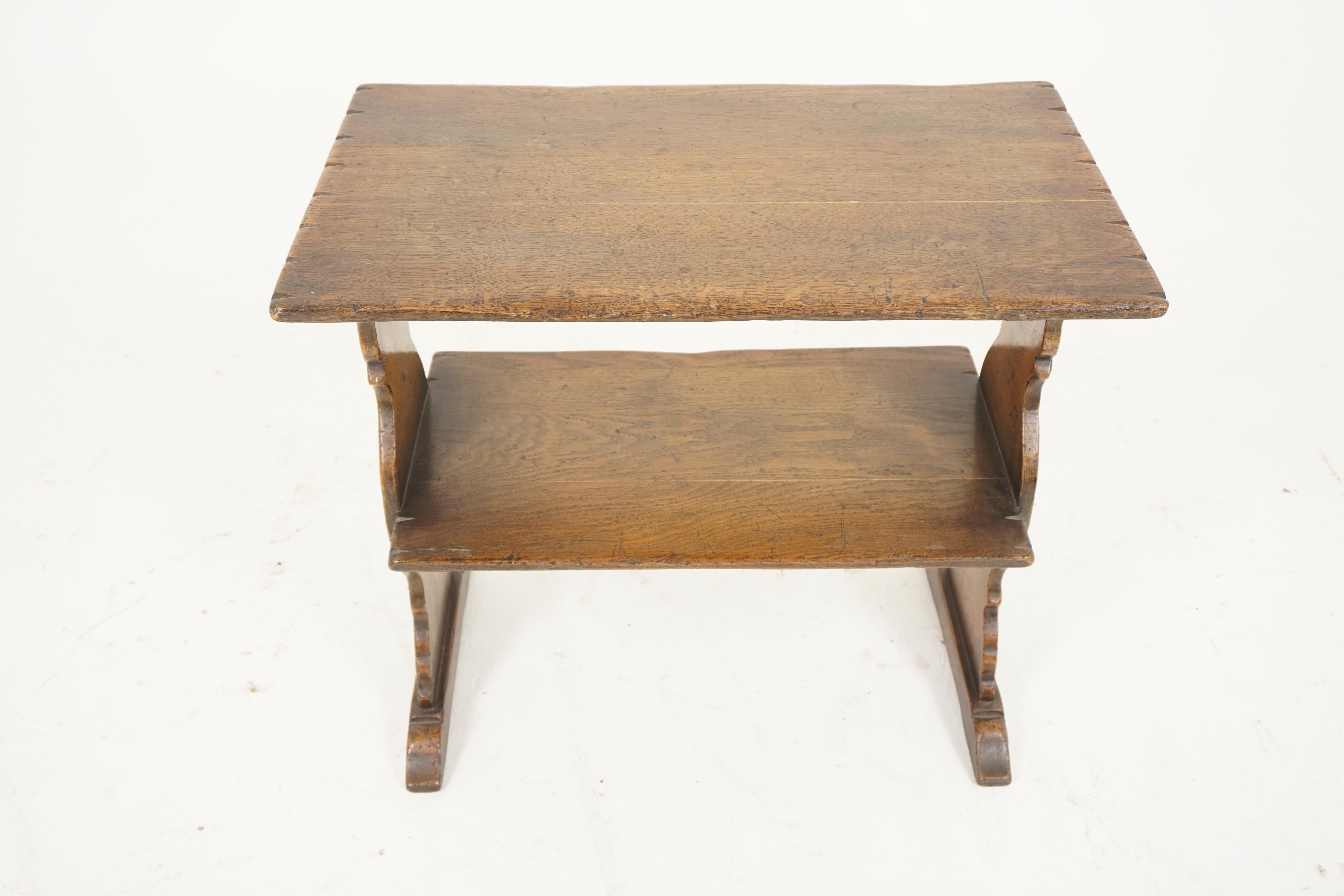 Hand-Crafted Vintage Oak Table, Two Tiered Bookstand, Antique Furniture, Scotland 1930, B1479