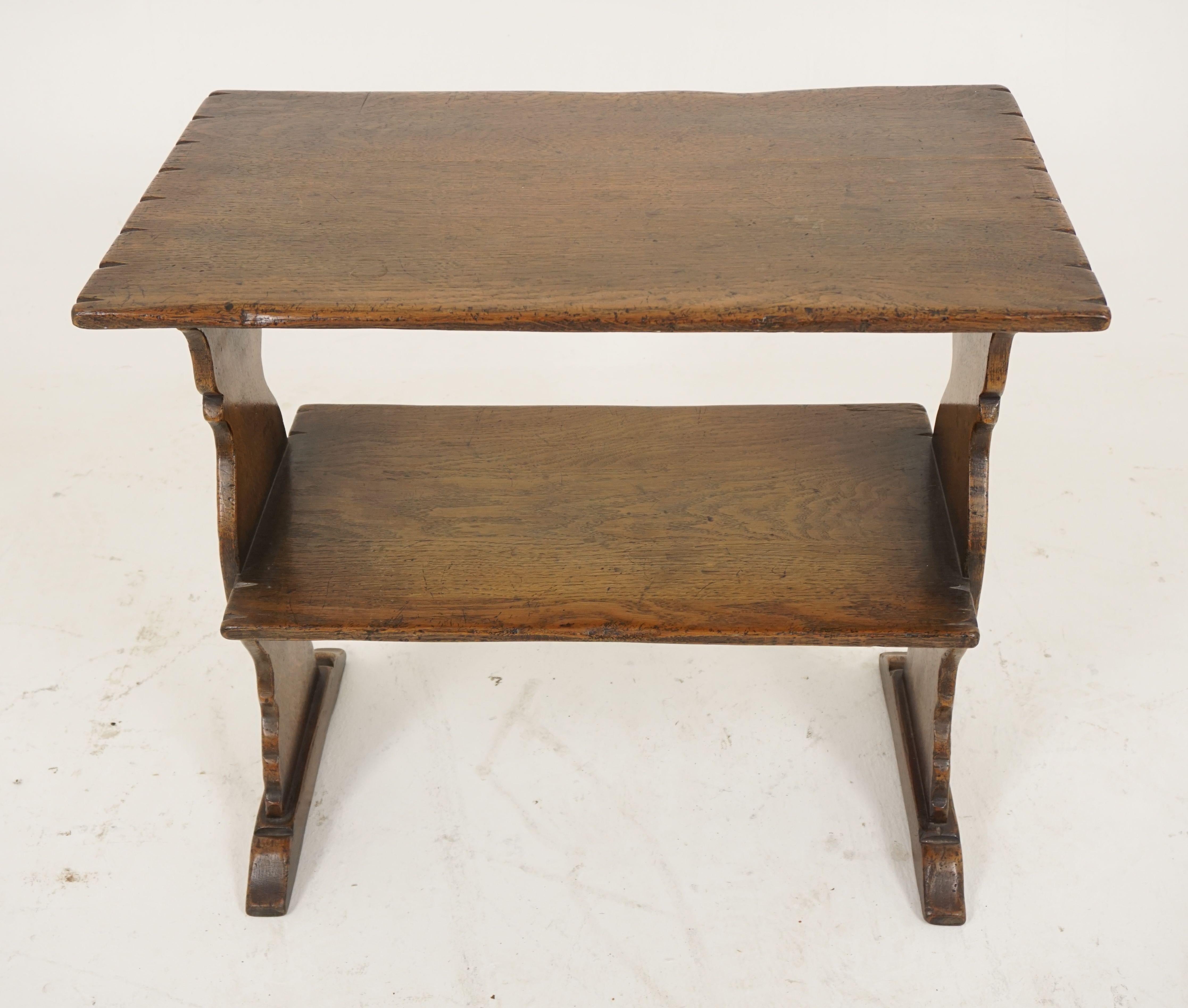 Vintage Oak Table, Two Tiered Bookstand, Antique Furniture, Scotland 1930, B1479 1
