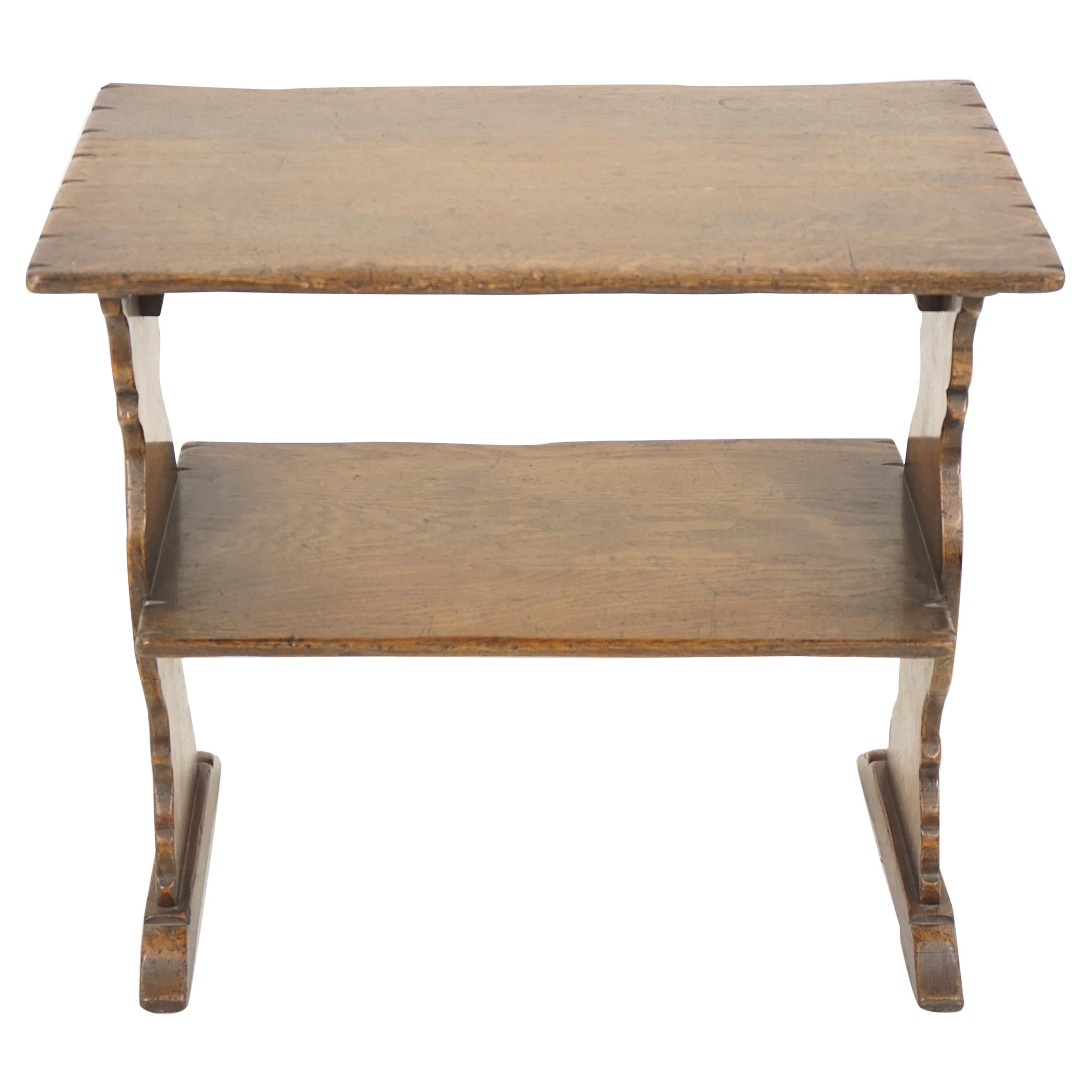 Vintage Oak Table, Two Tiered Bookstand, Antique Furniture, Scotland 1930, B1479