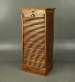 vintage oak tambour front file cabinet