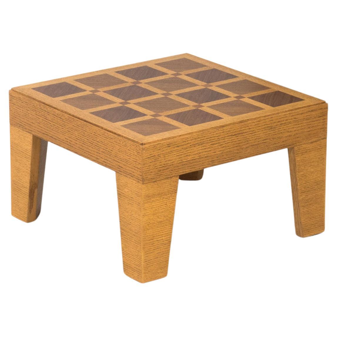 Vintage oak & walnut marquetry coffee table For Sale