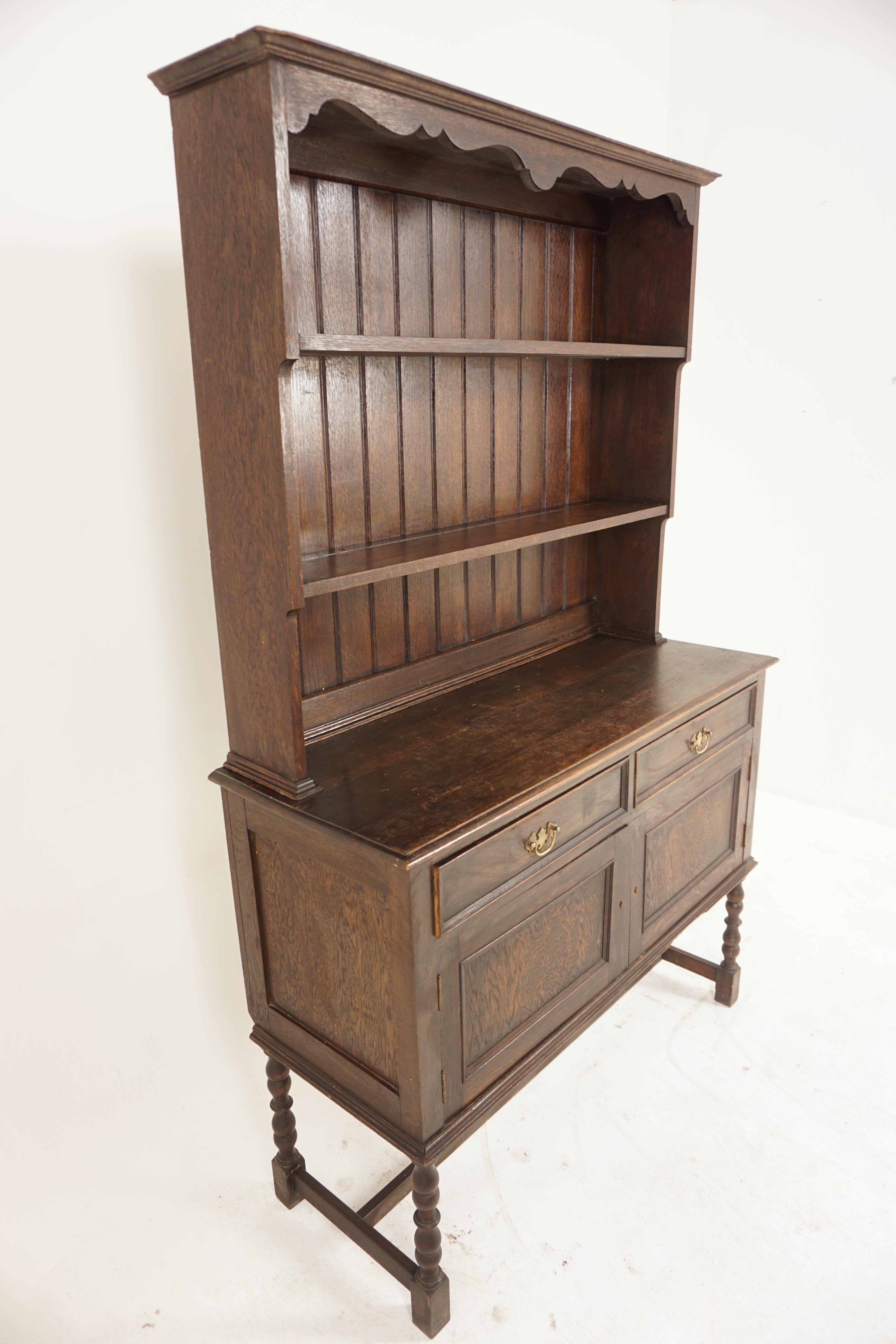 Scottish Vintage Oak Welsh Dresser, Buffet, Hutch, Sideboard, Scotland 1910, H998