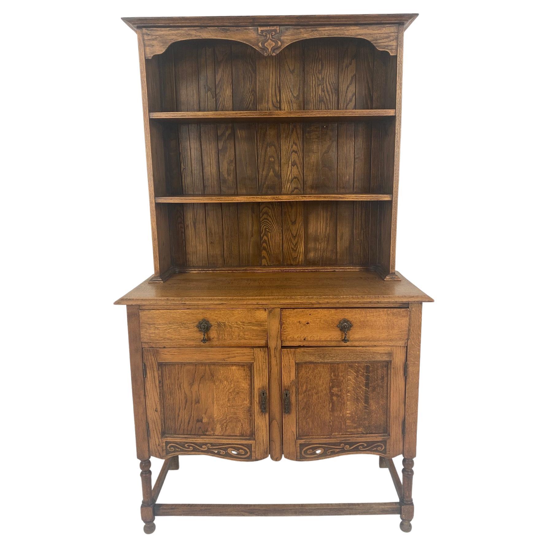 Vintage Oak, Welsh Dresser, Sideboard, Buffet and Hutch, Scotland 1930, B650