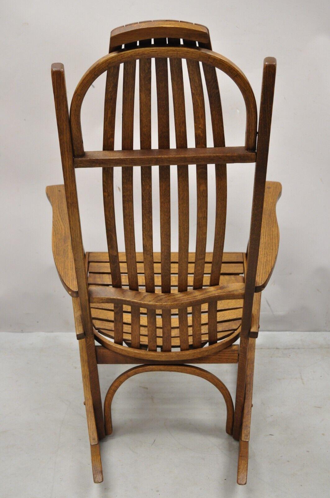 20th Century Vintage Oak Wood Adirondack Arts & Crafts Rocker Rocking Chair
