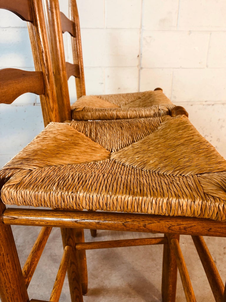 Vintage Oakwood Bar Stool with Rush Seats, Pair at 1stDibs oakwood
