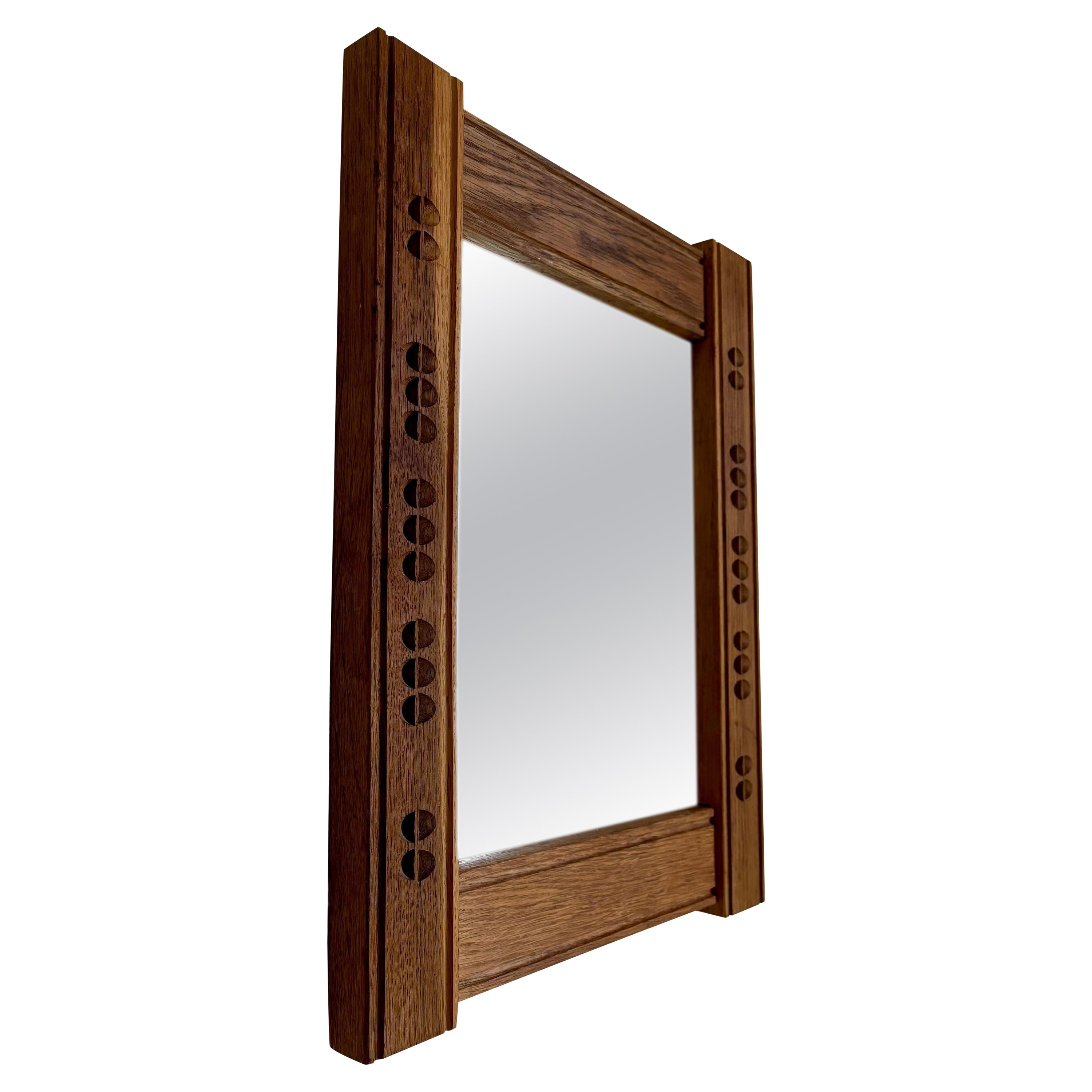 Specchio da parete svedese vintage in legno di Oak, anni '50