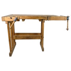 Vintage Oak Workbench, Czechoslovakia, 1950s