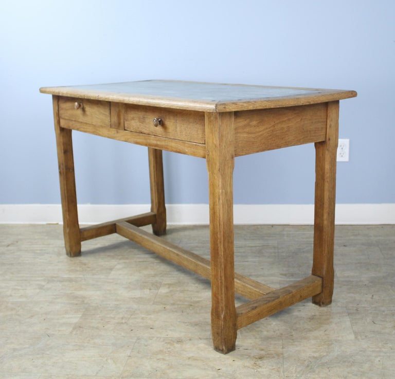 Vintage Oak Writing Table or Desk with Zinc Top at 1stDibs oak