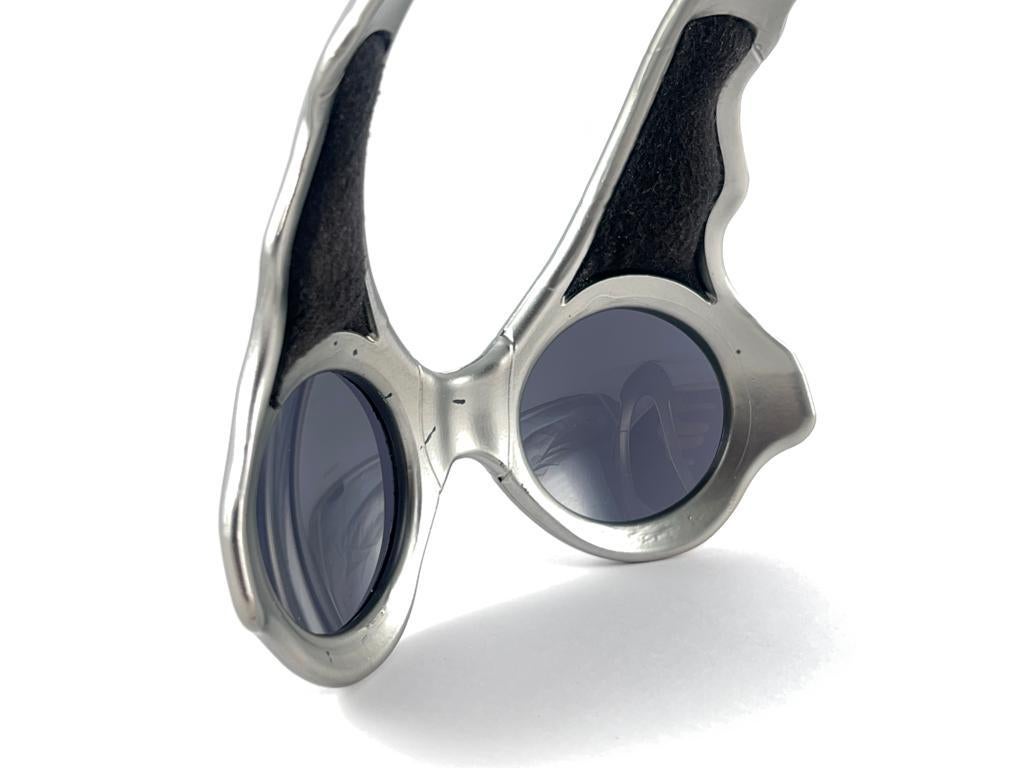 Vintage Eichenholz Over The Top Schwarzes Spiegelobjektiv 2000 Sonnenbrille  im Angebot 3