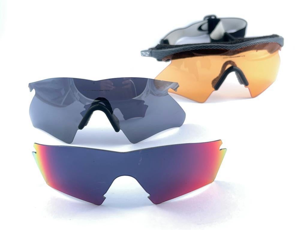 Brown Vintage Oakley Sports Wrap Around Extra Lenses 2000's Sunglasses For Sale