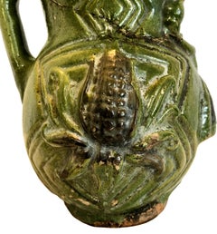 Vintage Oaxacan Glazed Pottery Pitcher with Maize and a Woman