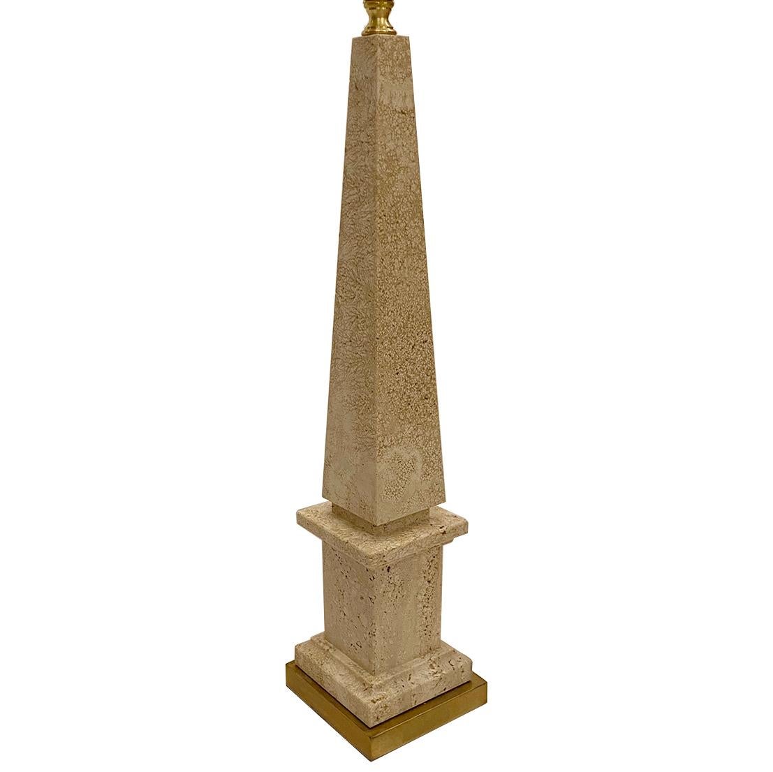 A circa 1950's Italian carved stone midcentury table lamp.

Measurements:
Height of body: 19
