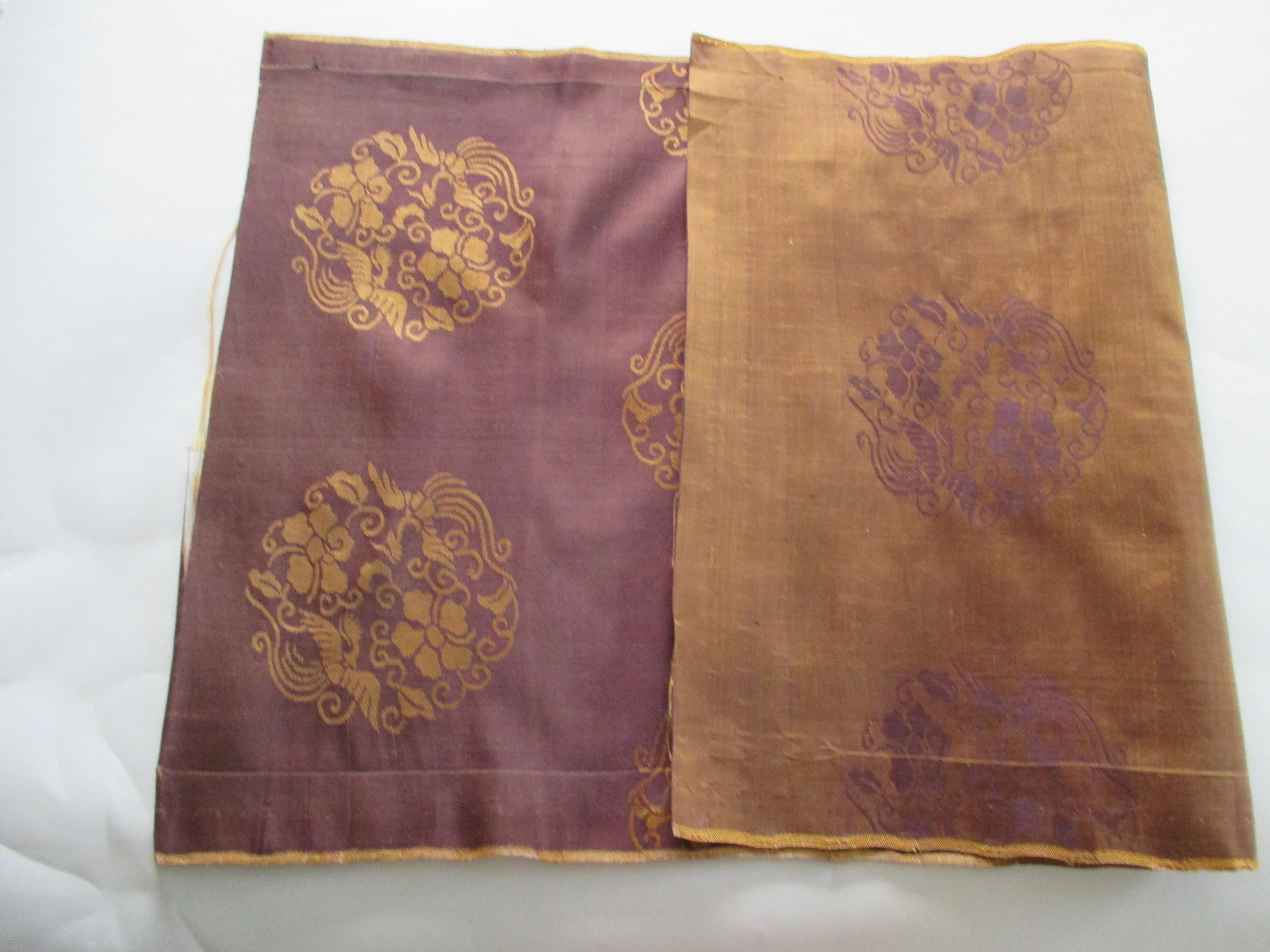 Japonisme Vintage Obi Brown and Gold Silk Textile
