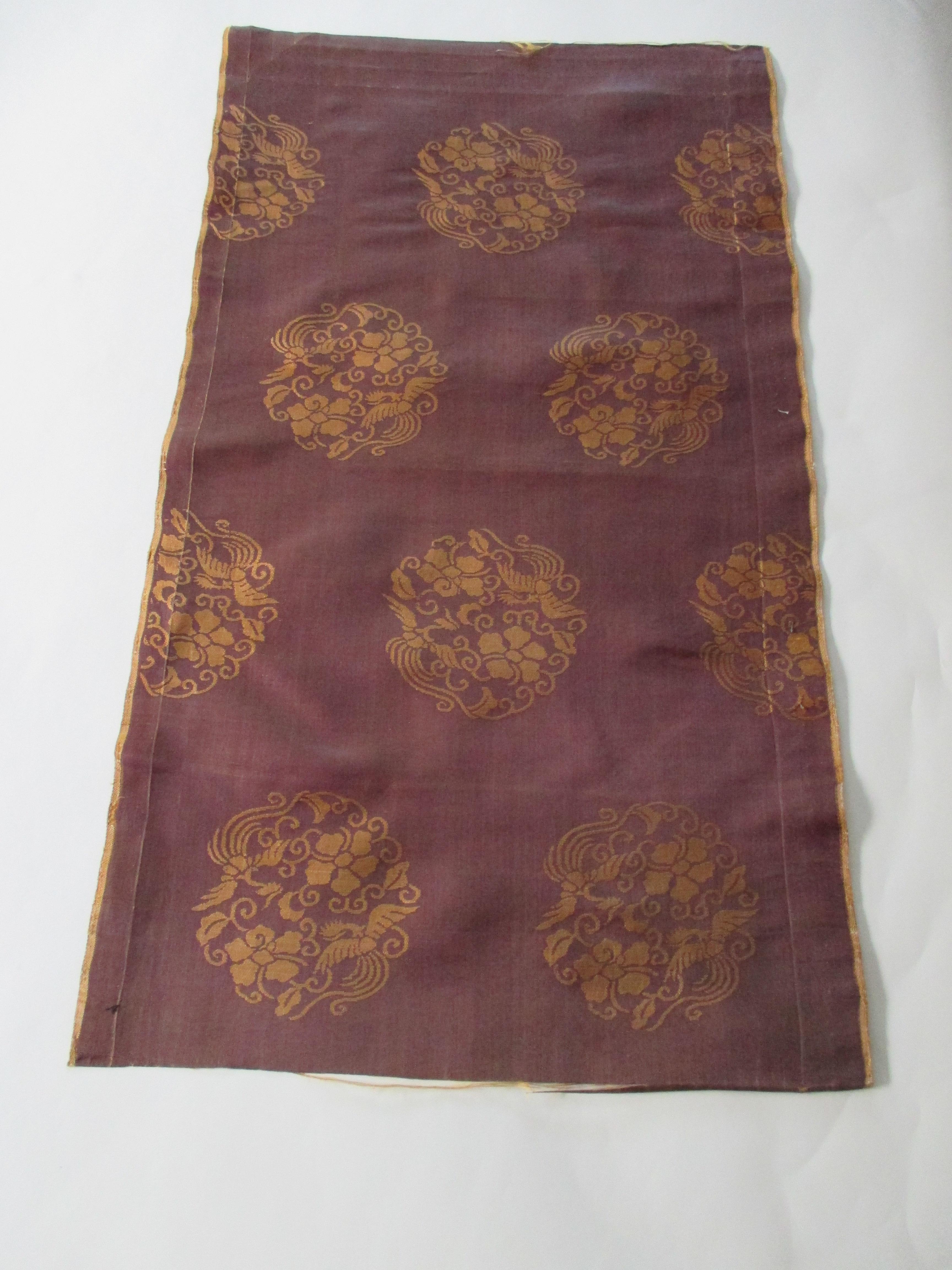 Japanese Vintage Obi Brown and Gold Silk Textile