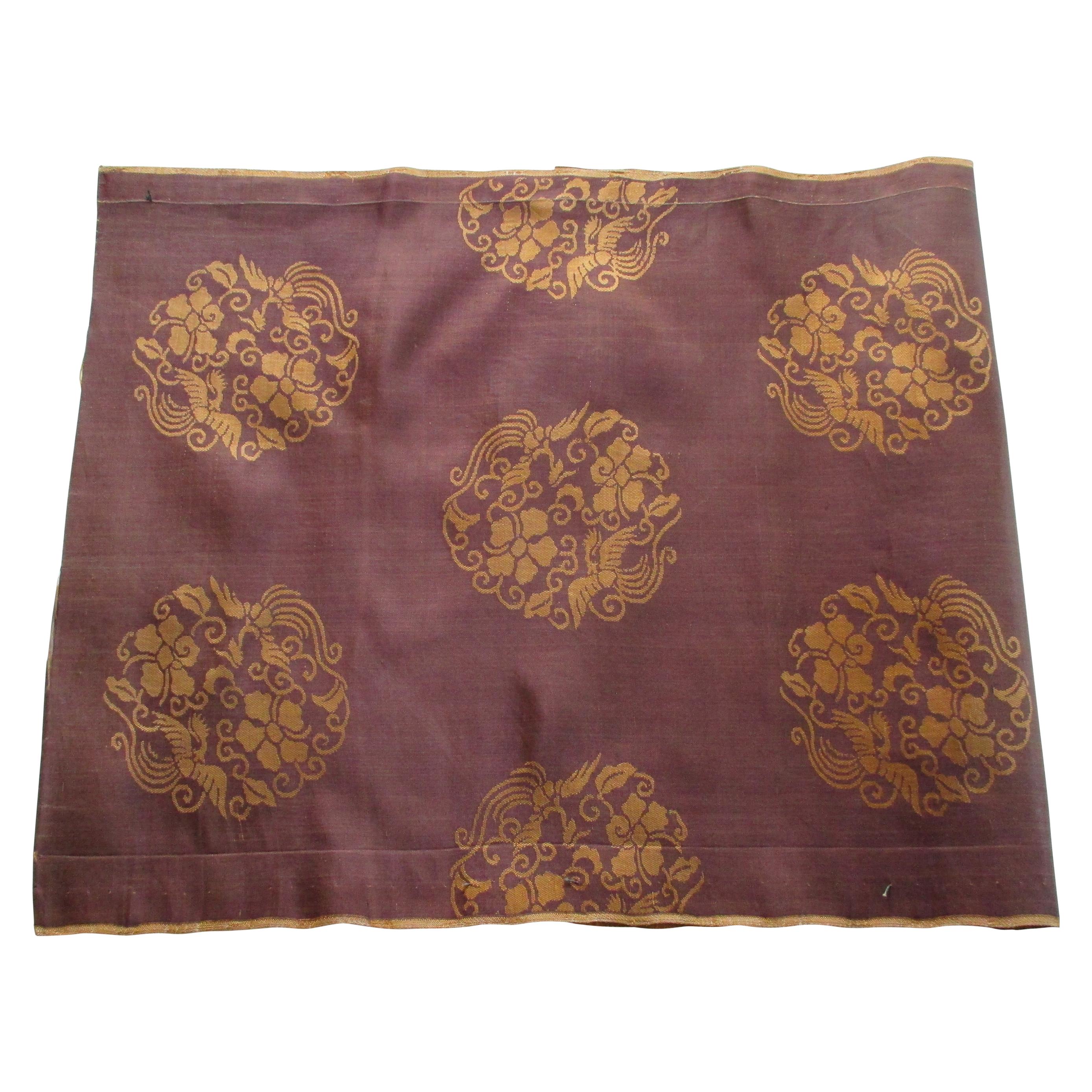 Vintage Obi Brown and Gold Silk Textile