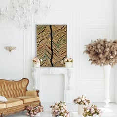 Vintage obi textile art " Broken Vase ~ kintsugi ~" by ikasu Black Gold Japan