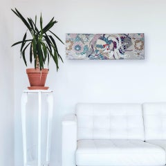 Vintage Obi textile art " From the Ashes ~ Serendipity ~" by ikasu Beige Japan