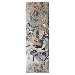 Vintage Obi textile art " From the Ashes ~ Serendipity ~" by ikasu Beige Japan
