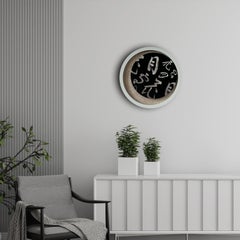 Mid 20th Century obi textile art " Moon phase II " by ikasu Silver Black Japan